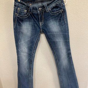MISS ME BOOT CUT JEANS SIZE 27X33 DISTRESSED